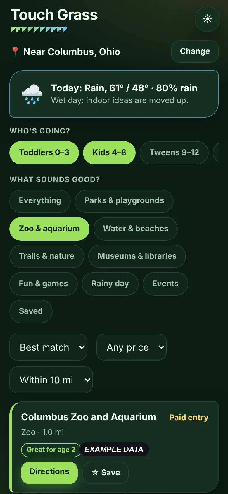 Touch Grass: zoo and aquarium filter for toddlers and kids